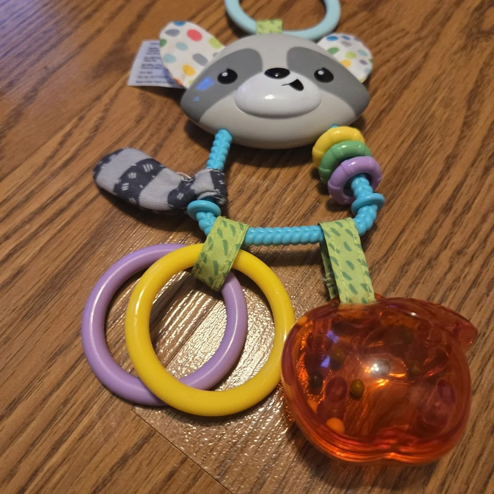 Infantino Jingle Charms Raccoon Rattle Travel Toy Baby Toy Infant Diaper Bag Toy